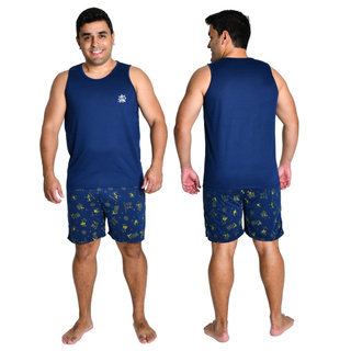 Pijama Regata Masculino Short Estampado Malha Premium Verão em Oferta na Shopee