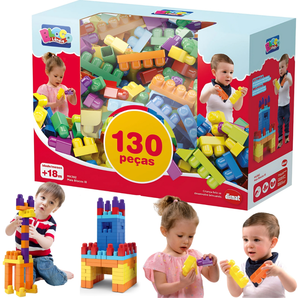 Blocos De Montar Brinquedo Infantil 130 Peças Encaixar Grandes Monta ...