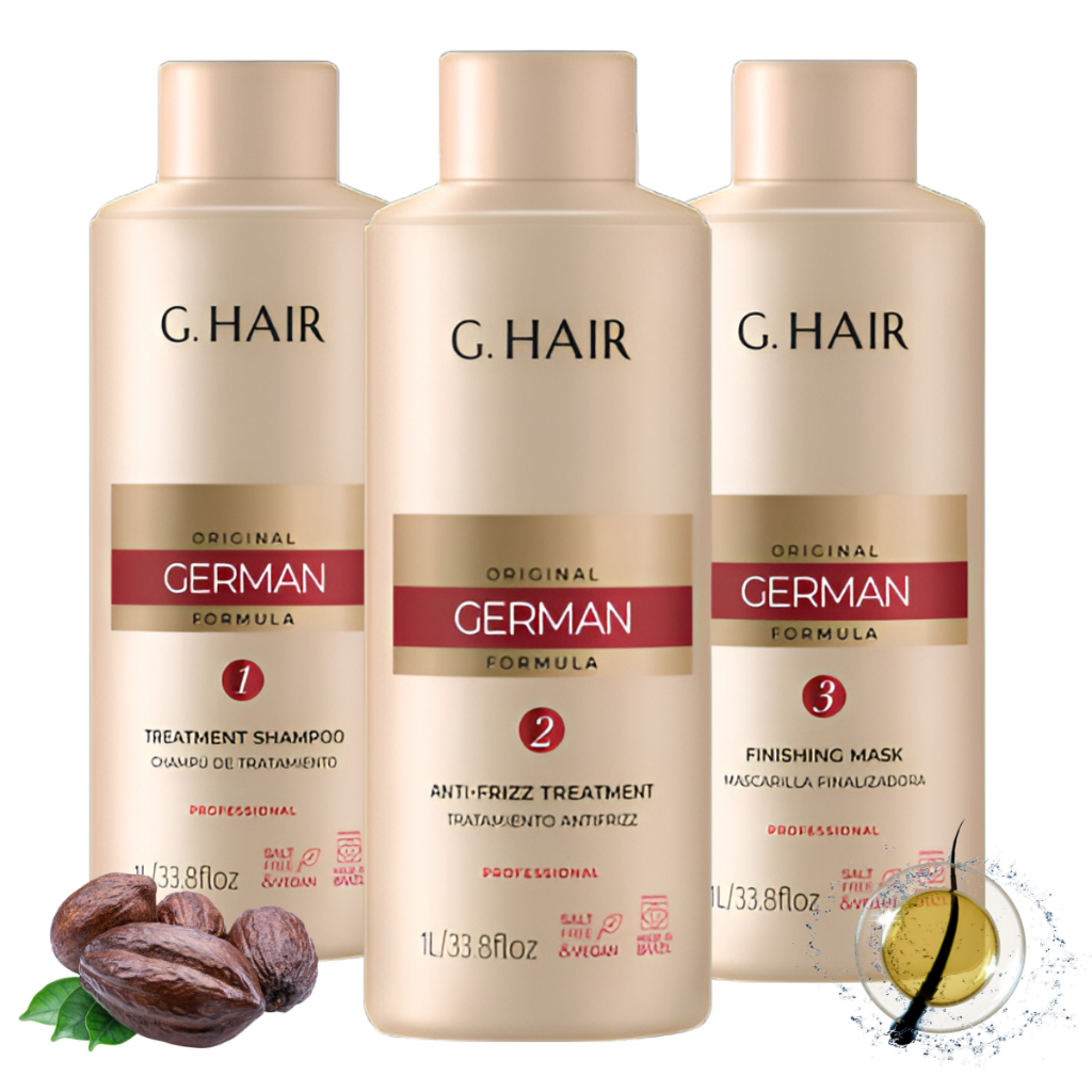 Kit Escova Progressiva German Alemã GHair 3 Passos 1 Litro Nova ...