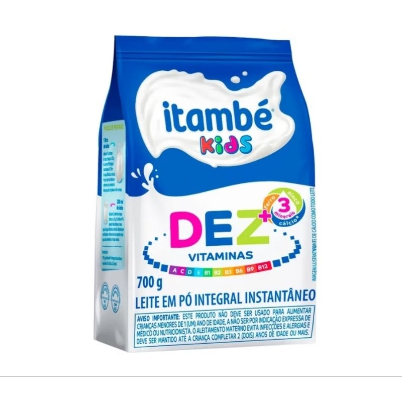 Leite em Pó Itambé Kids Integral Instantâneo Pacote com 700g | Shopee ...