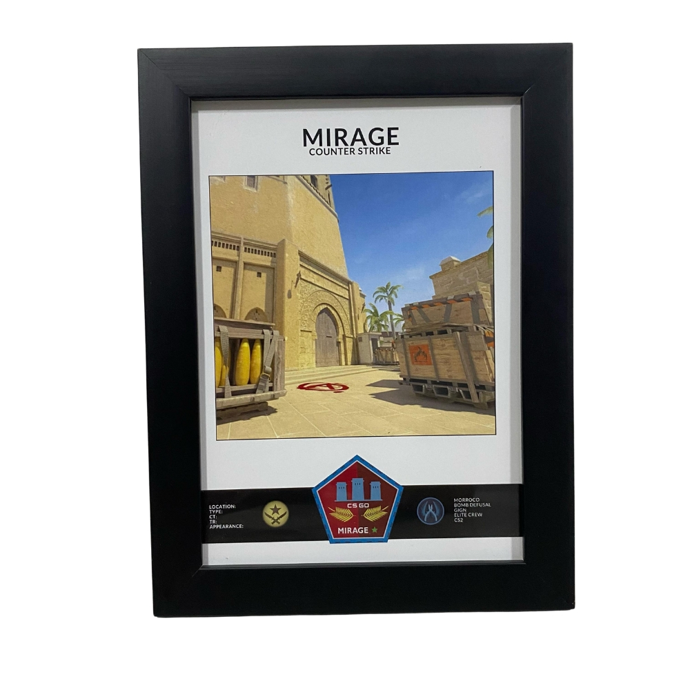 Quadro Porta Retrato Gamer Decorativo Counter Strike CS Go Mapa Mirage ...