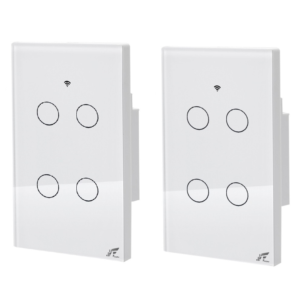 Interruptor Inteligente Wi-fi Rf 4 Botões Tuya Alexa 2 Pçs