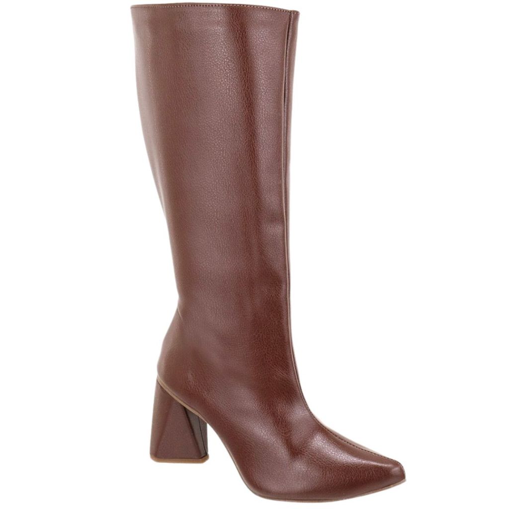 Bota Feminina Cano Longo Salto Triângulo Modelo Atemporal | Shopee Brasil