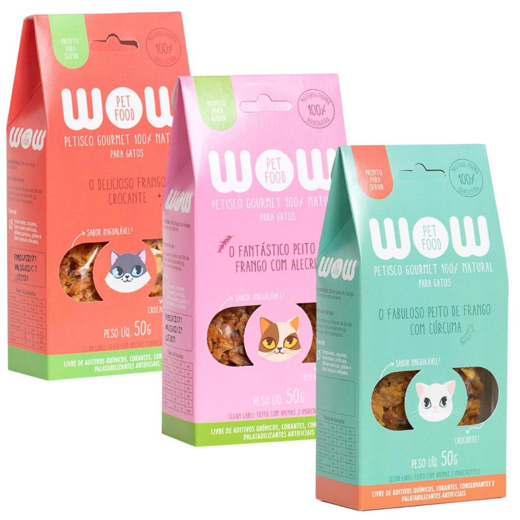 Kit 3 Petisco Natural Para Gatos Wow Pet Food Premium Prêmio em Oferta na Shopee