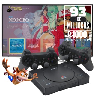 Vídeo Game Retro PS1 93 mil Jogos 2 Controles sem fio Black