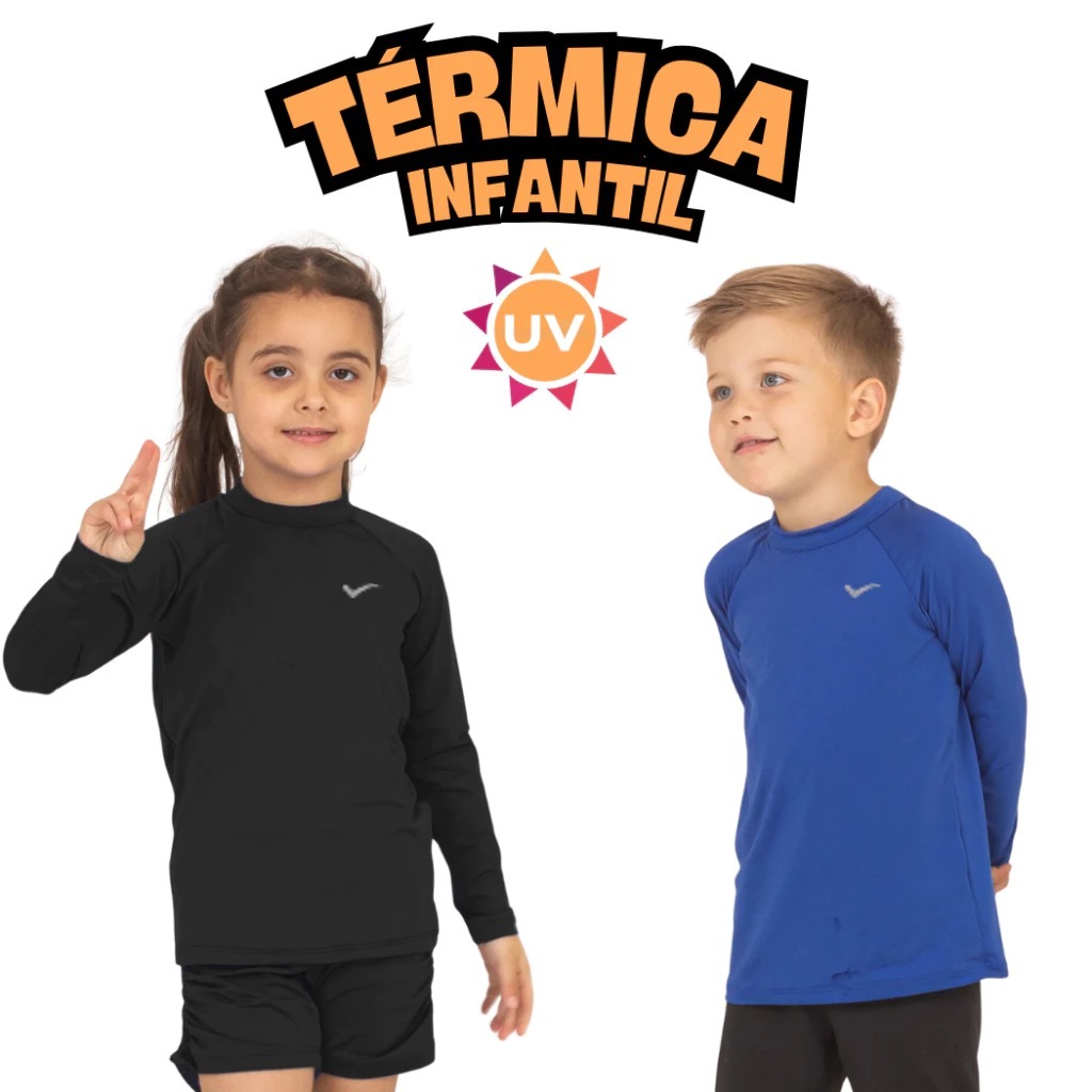 Camisa UV Infantil Térmica Blusa de Proteção Solar para Menino e Menina ...