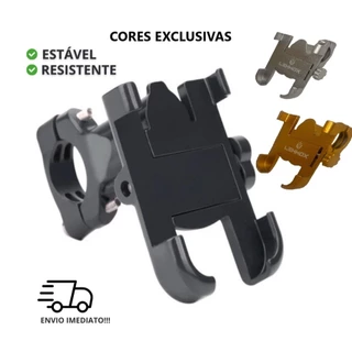 Suporte de celular para moto e bike liga de alumínio ajustável estável gira 360 graus em Oferta na Shopee