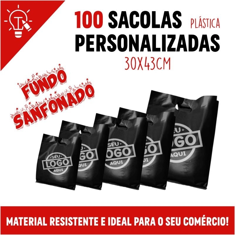 100 Sacolas Plásticas 25x38 cm com Fundo Sanfonado | Envio Rápido ...