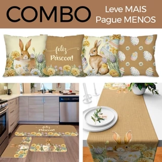 COMBO PÁSCOA: KIT 04 CAPAS DE ALMOFADAS + KIT 3 TAPETES DE COZINHA + TRILHO DE MESA - 03