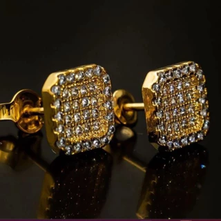Brinco Ouro 18k Cravejado com Zircônias Unidade Banhado a Ouro Ice Jogador em Oferta na Shopee