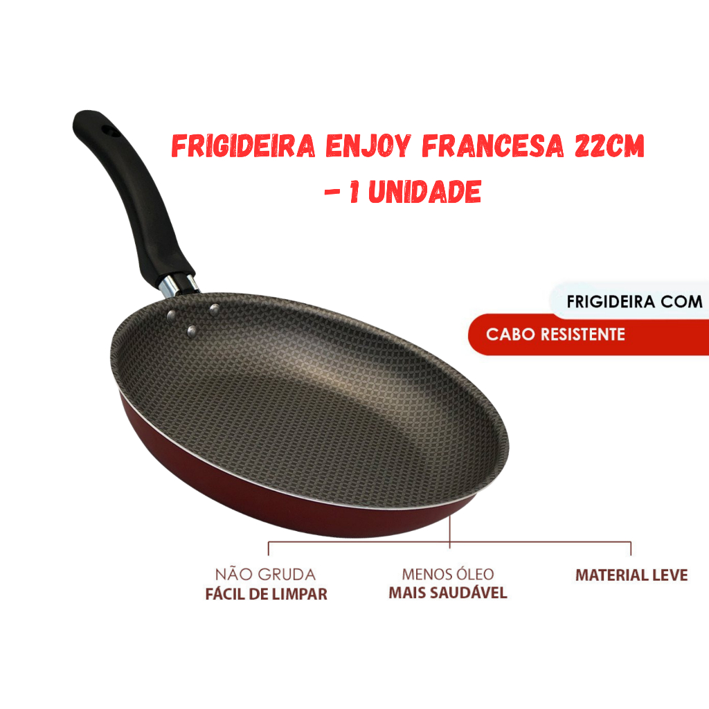 Frigideira Enjoy Francesa 22cm - Vermelho ANTIADERENTE NÃO USA ÓLEO ...
