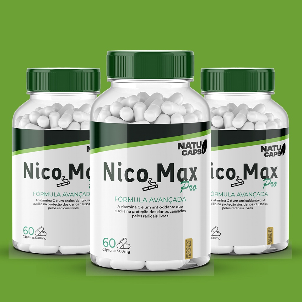 3 Frascos de Nico Max Pro - 180 Capsulas - Poderoso contra o Tabagismo ...