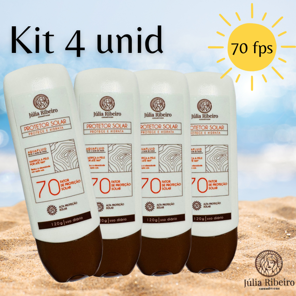 KIT 4 PROTETOR SOLAR JULIA RIBEIRO 70 FPS, 120ml FACIAL E CORPORAL ...