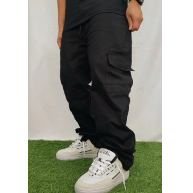 CALÇA CARGO PRETA MASCULINA LARGA BOLSOS UNISSEX SKATE DO P AO