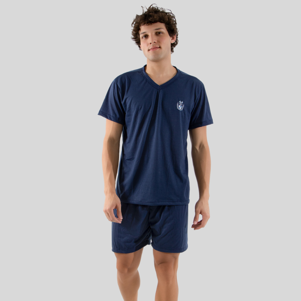 Pijama Masculino Malha Curto Verão Confortável em Oferta na Shopee