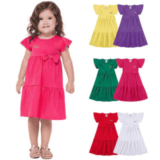 Kit 1, 3 ou 4 Vestido Infantil Bebê Menina Verão Três Marias 100% Algodão Com Laço Feminino em Oferta na Shopee