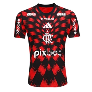 Camisa Flamengo Pré Jogo Adidas 2025 C/ Kit Patrocínio