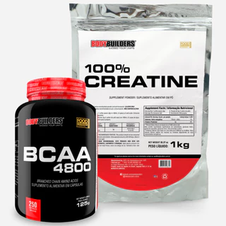 Bodybuilders 100% Creatina 1kg + BCAA 4800 250 Cáps - Performance em treino e Recuperação muscular em Oferta na Shopee