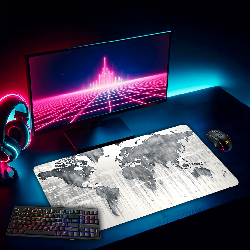 Mouse Pad Gamer Mapa Mundi IA Antiderrapante Grande 70x35 80x35 90x40 ...