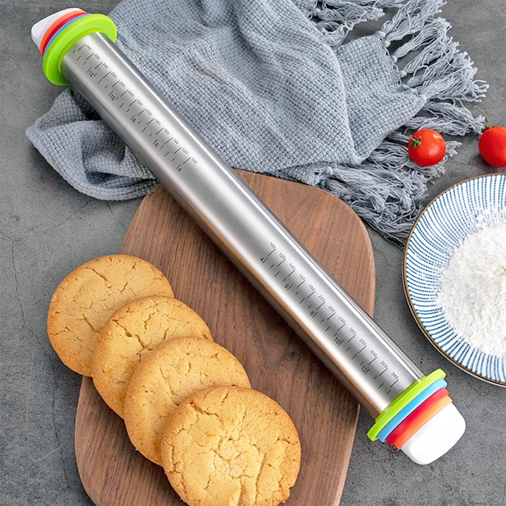Rolo De Massa Inox Ajustável C/ Medidas Confeitaria Cozinha