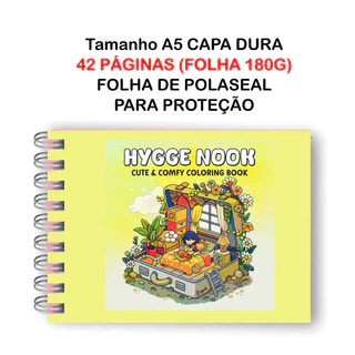 Livro de Colorir HYGGE NOOK 42 Folhas Papel 180g wire-o capa normal ou holográfica e elástico color book bob good pintar em Oferta na Shopee