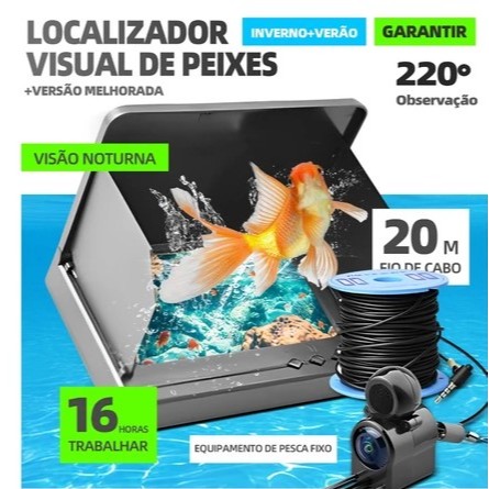Localizador De Peixes LCD 4.3 Polegadas 20m Display Subaquático 220 ° Câmera De Pesca À Prova D'água IPS 1080P em Oferta na Shopee