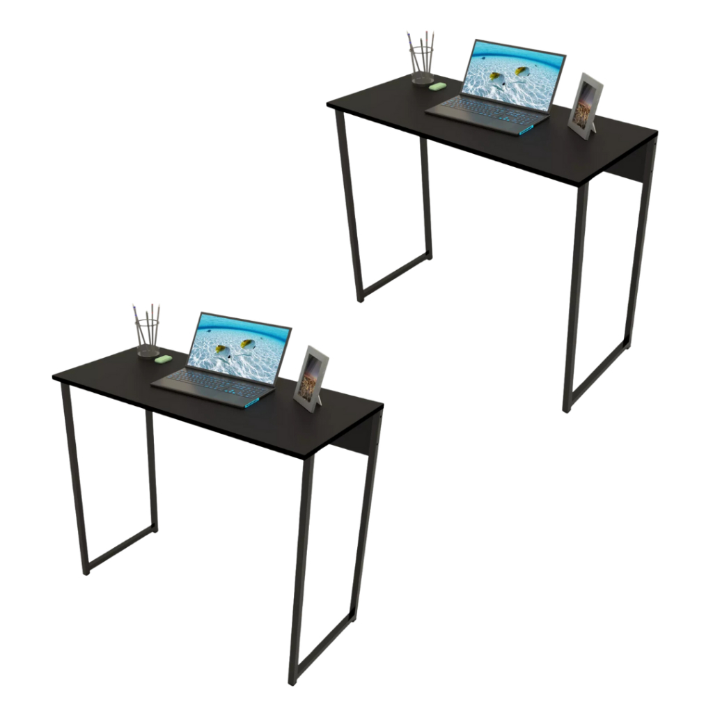 2 Mesas de Computador Escrivaninha Industrial 90cm para Escritório Quarto Estudo Sala
