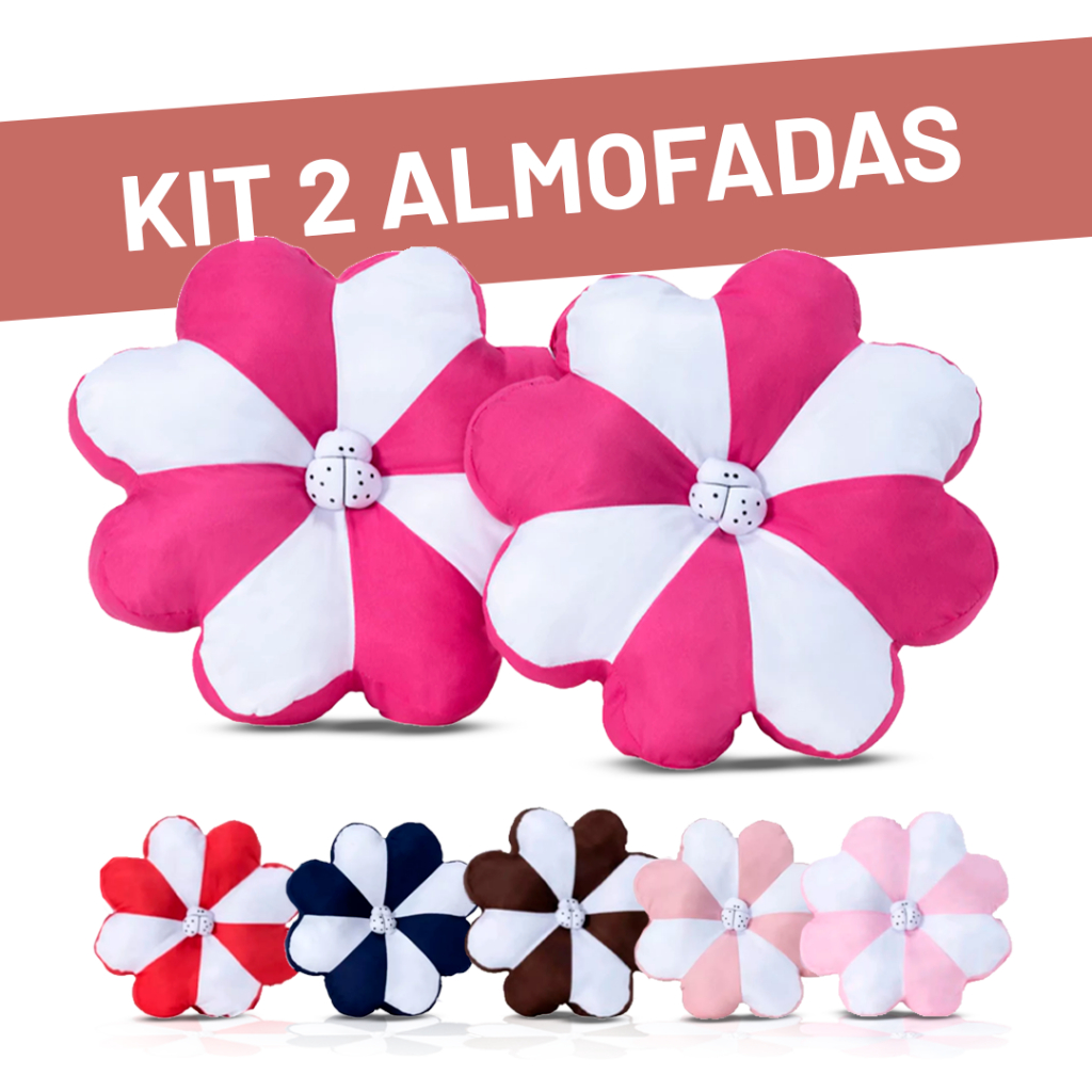Kit 2 Almofadas Flor Grande Par Cheia Ideal Sofá Cama Poltrona Luxo Decorativa | Shopee Brasil