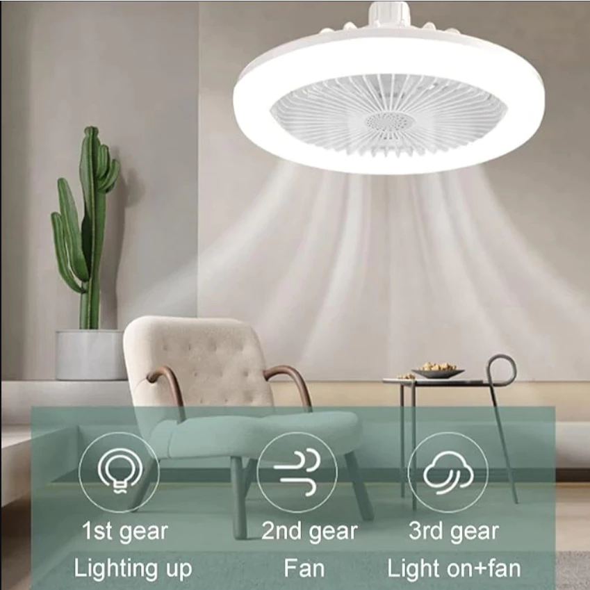 Ventilador De Teto Grande Forte 50w Com 3 Luzes Integradas E27 Com ...