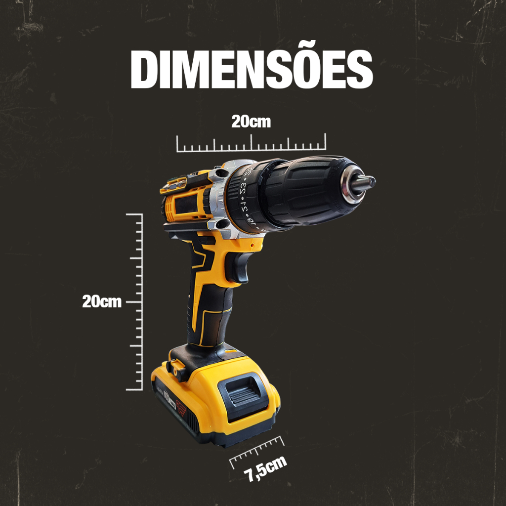 Furadeira Parafusadeira 26V Elétrica Impacto de 2 Baterias