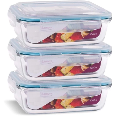 Kit com 03 pote vidro hermético 640 ml