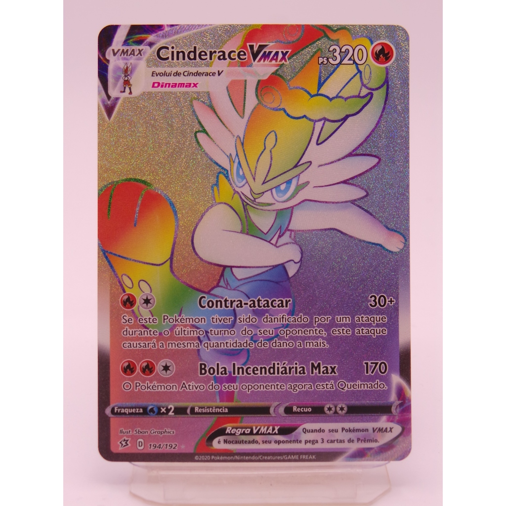 Carta Pokmon Cinderace V MAX Rainbow Full Art Original Nova | Shopee Brasil