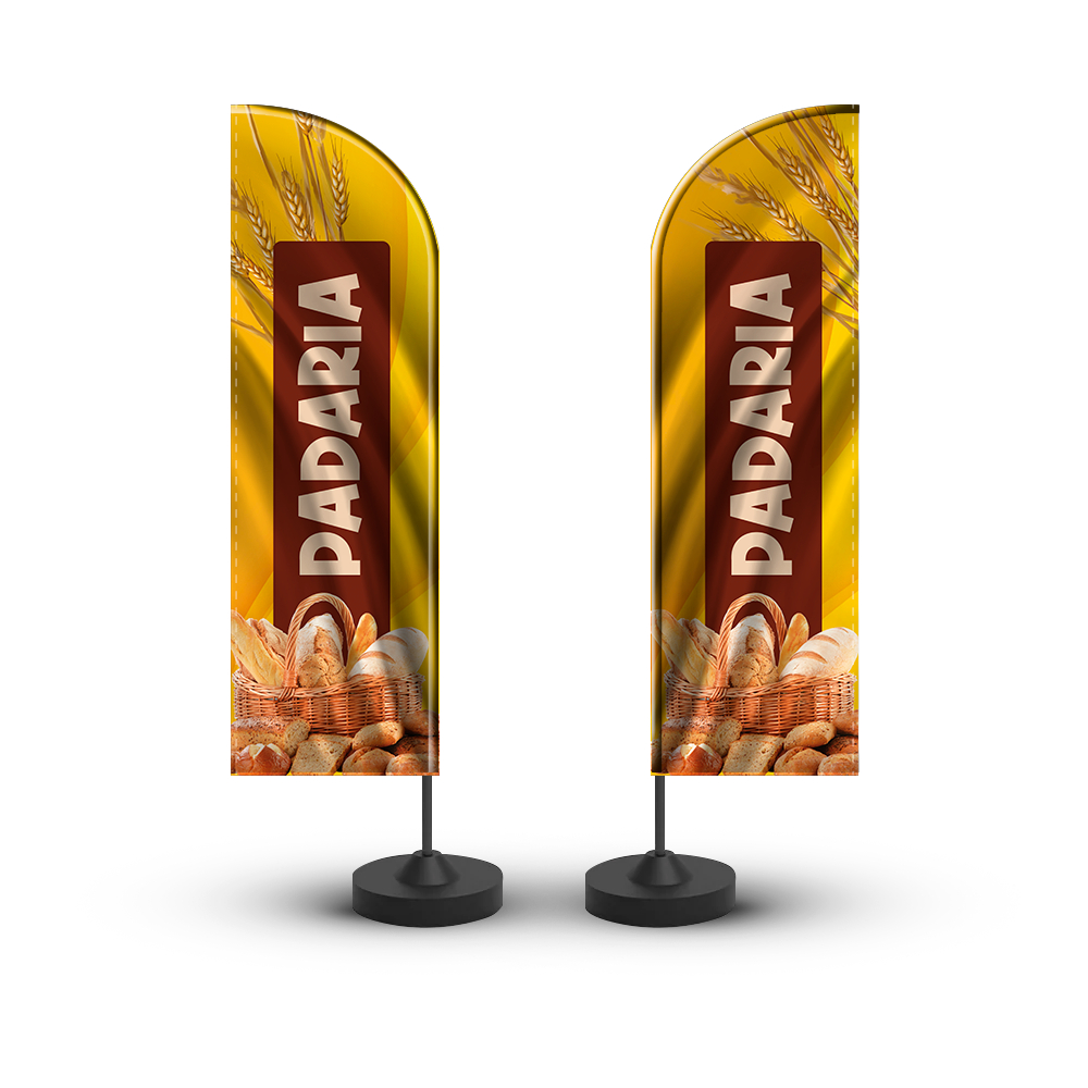 Wind Banner Padaria Somente Tecido Dupla Face 2,0m Promoção