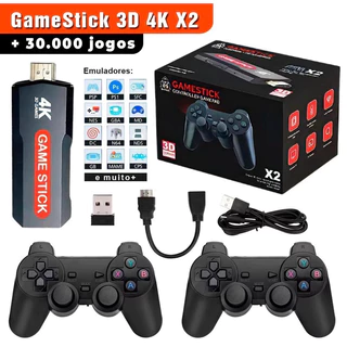 Video Game Stick 2 - Console 4k 64GB X2 37000 MIL Jogos + 2 Controles a Pronta Entrega Jogos Retrô