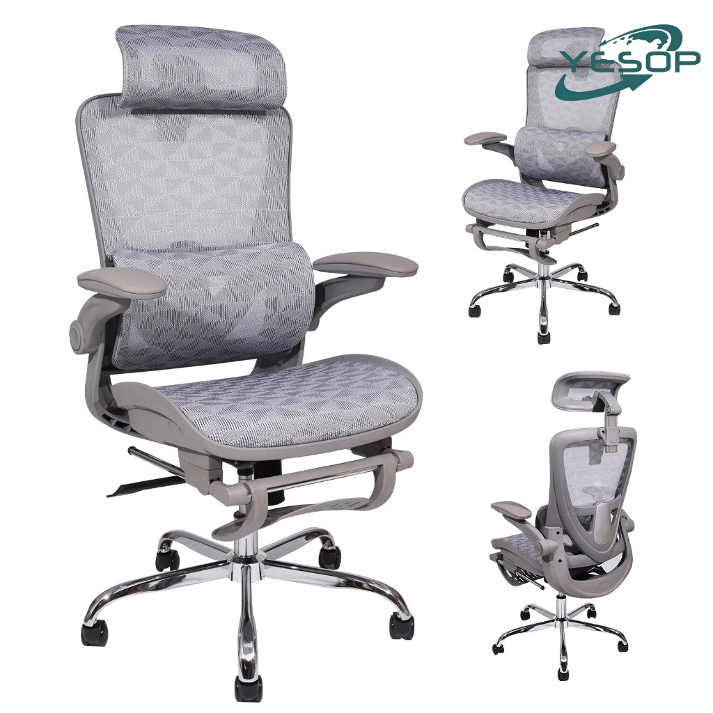 Cadeira De Escritório Ergonômica Com Apoio Lombar E De Pernas Assento Zero Gravity Cor Branco Yesop