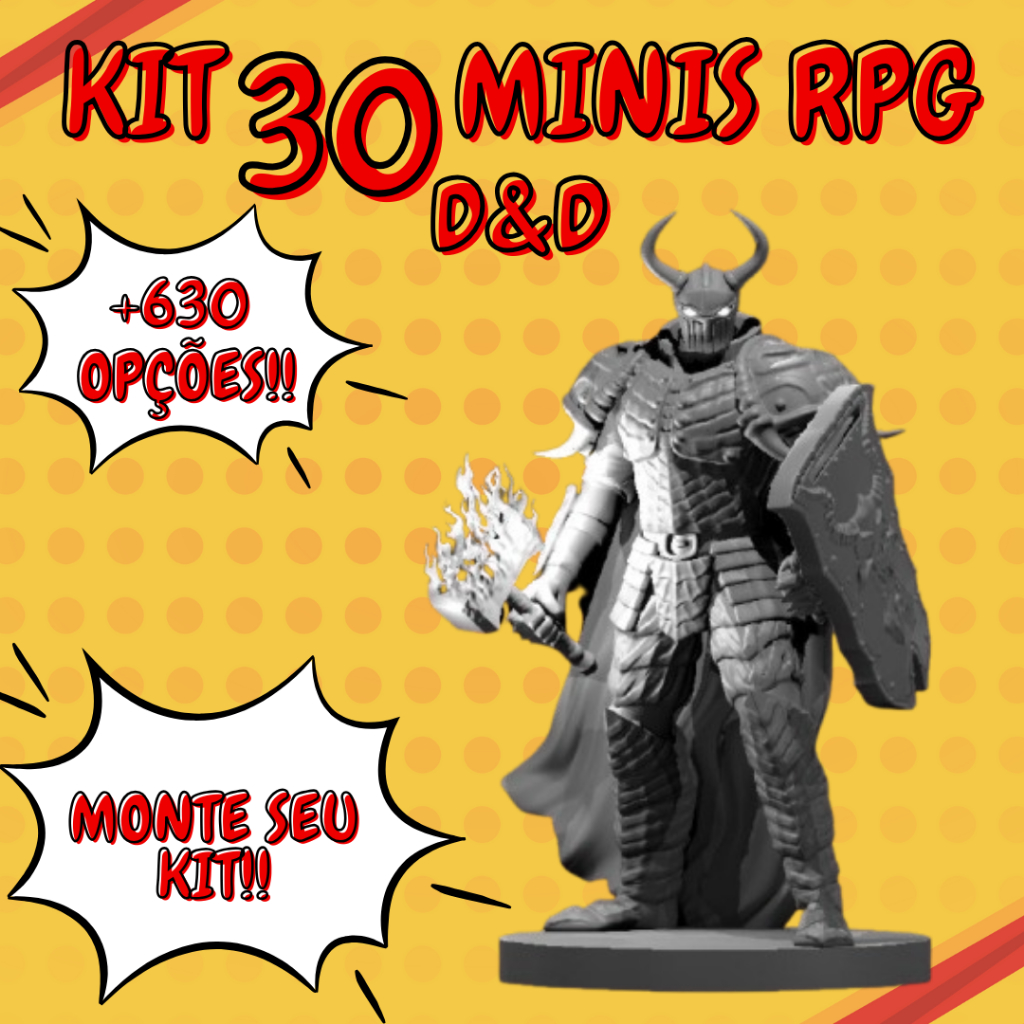 KIT 30 MINIS RPG - MINIATURAS - MONTE SEU KIT - D&D DUNGEONS & DRAGONS TORMENTA - ALTA QUALIDADE - TODAS AS CLASSES