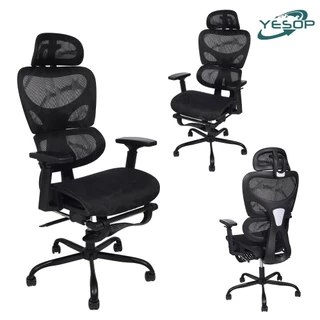 Cadeira De Escritório Ergonômica Com Apoio Lombar E De Pernas Assento Zero Gravity Cor Preto Yesop