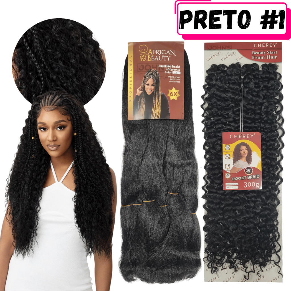Kit Gypsy Box Braids Fulani 1 Jumbo Jumbão + 1 Cabelo Organico