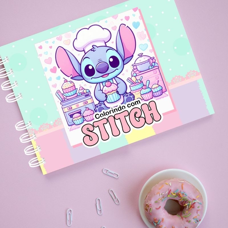 Livro de Colorir Stitch Caderno de Desenho para Pintar Capa Dura Bobbie ...