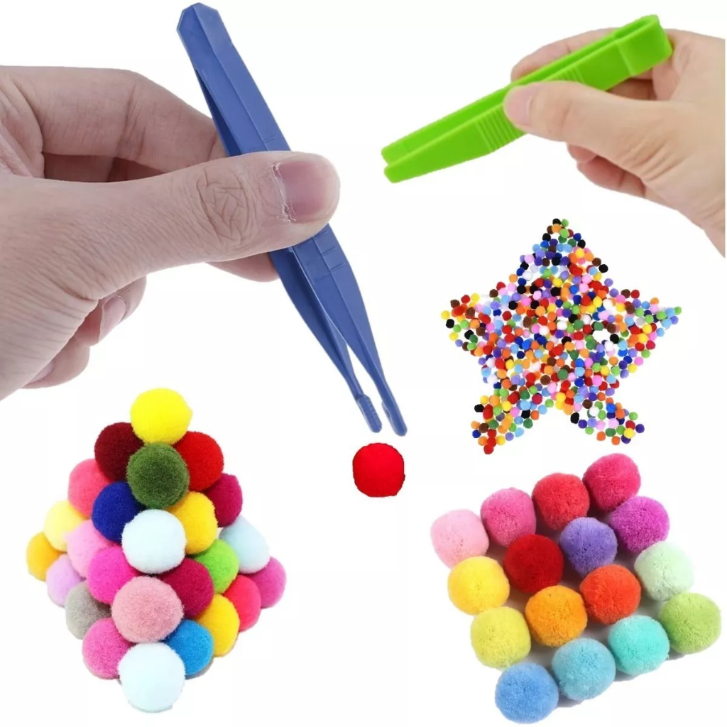 Kit Coordenação Motora Fina E Sensorial Pinça + Pompom Brinquedo Para ...