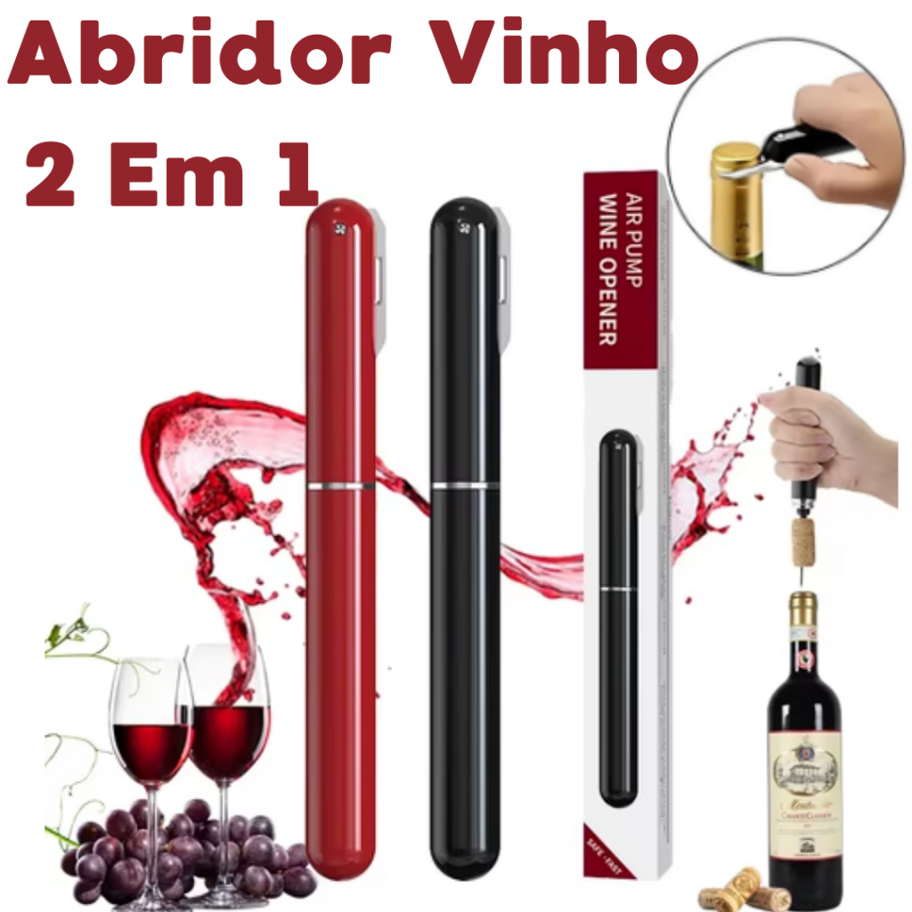 Bomba De Ar De Segurança Abridor De Garrafas De Vinho Com Cortador De  Folhas Saca-Rolhas Pino De Aço Inoxidável Pressão | Shopee Brasil