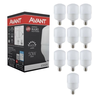 Kit 10 Lâmpadas Led Bulbo Alta Potência Branco Frio 6500k e27 20w 30w 40w 50w Avant Original