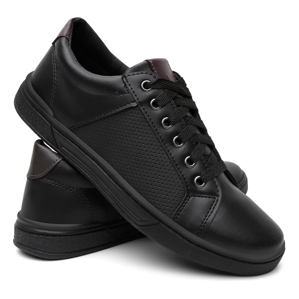 Tenis Masculino Em Couro Ecológico Confortavél Sapatenis Casual