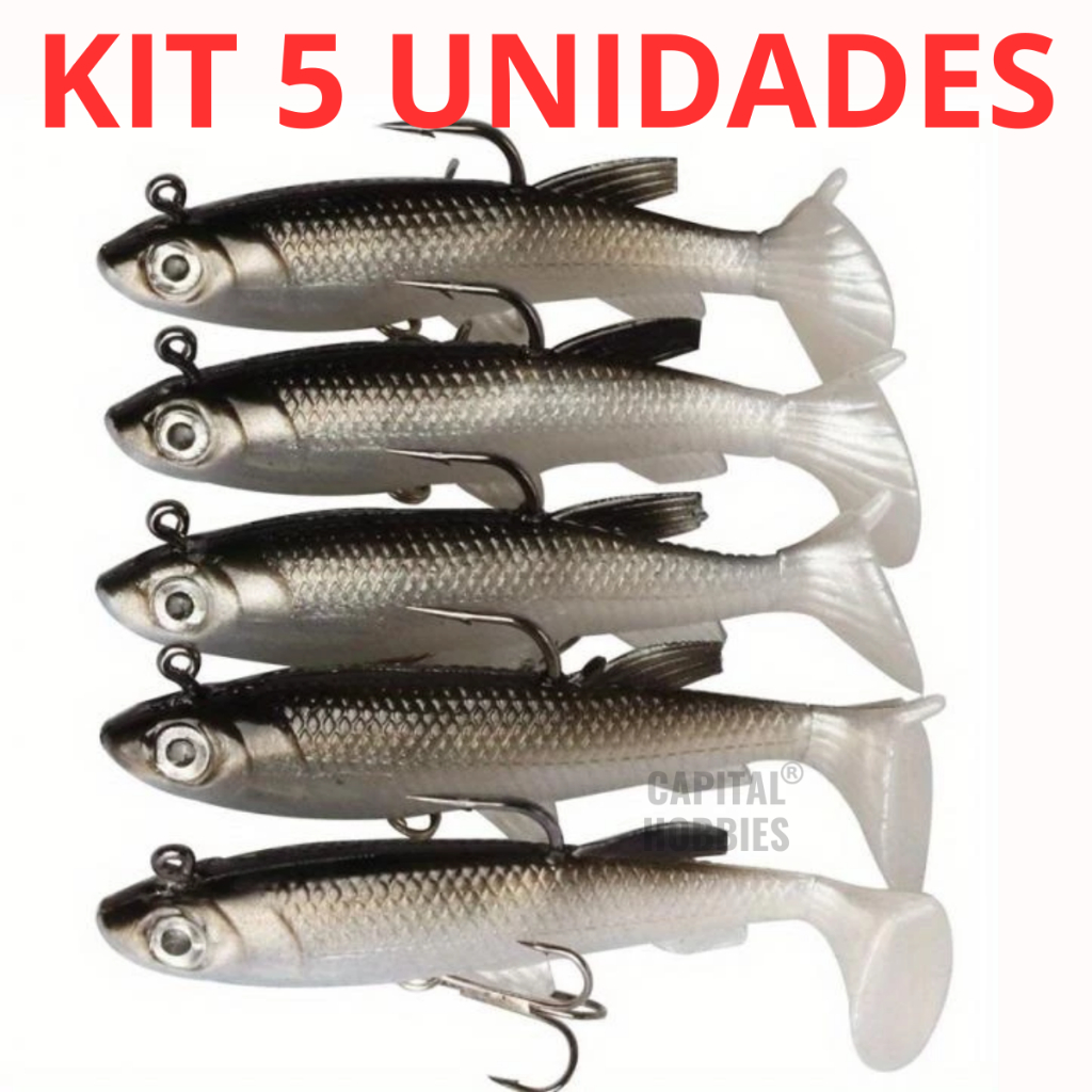 Isca artificial kit com 5 ou 2 unidades bait soft nado realista pesca ...