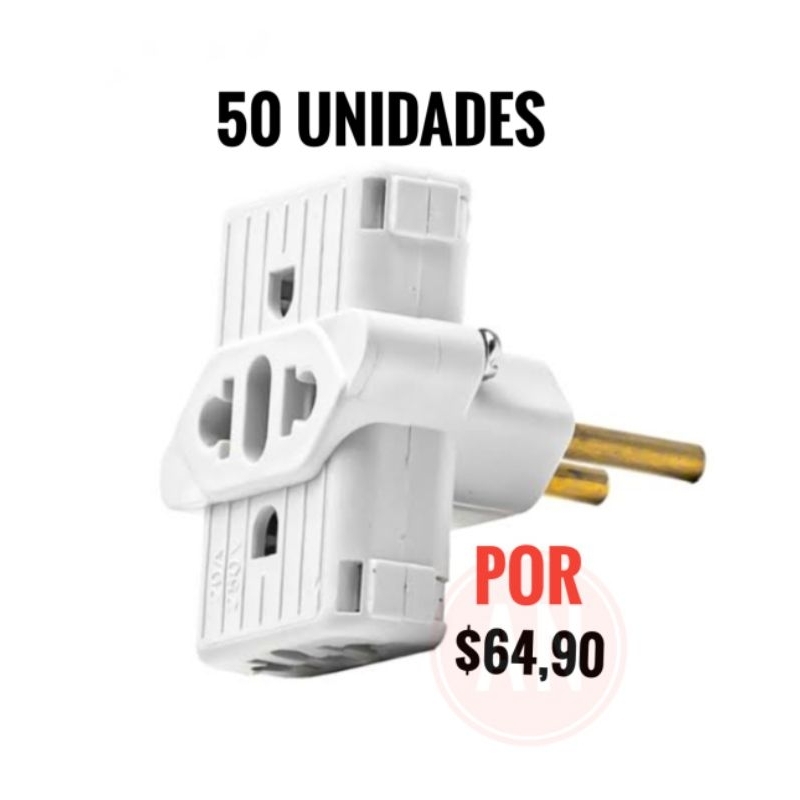 Kit 50 Adap Benjamin TE 3 Saídas Reforçado Com Parafuso 10a/20A(Serve ...