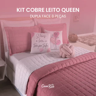 Kit Cobre Leito Paris Colcha Dupla Face 08 Peças Casal Queen Cores