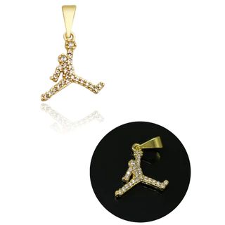 Pingente de Basquete Cravejado com Zirconia Banhado a Ouro em Oferta na Shopee