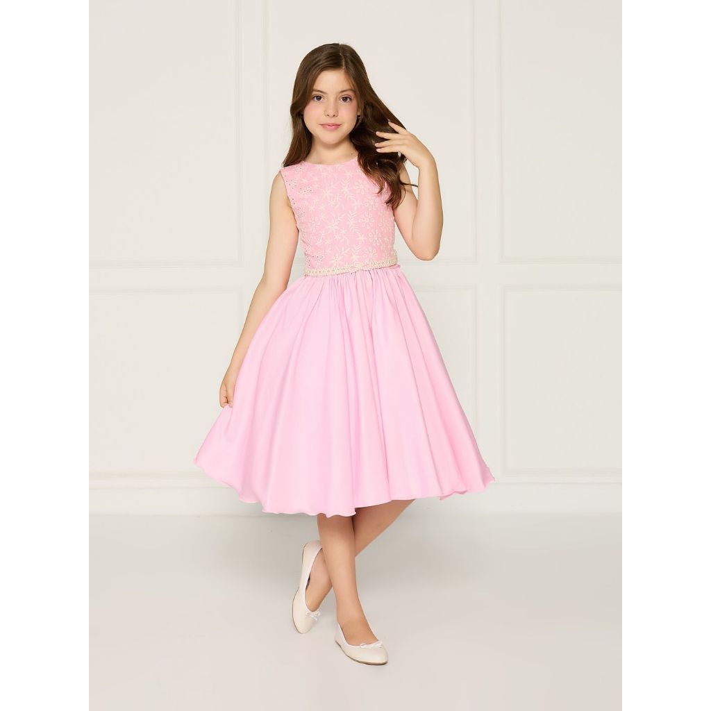 Vestido Rosa Claro Infantil Lese Festa Aniversário Shopee Brasil