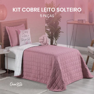 Cobre Leito Paris Cama Solteiro Colcha Dupla Face 5 Peças Cores