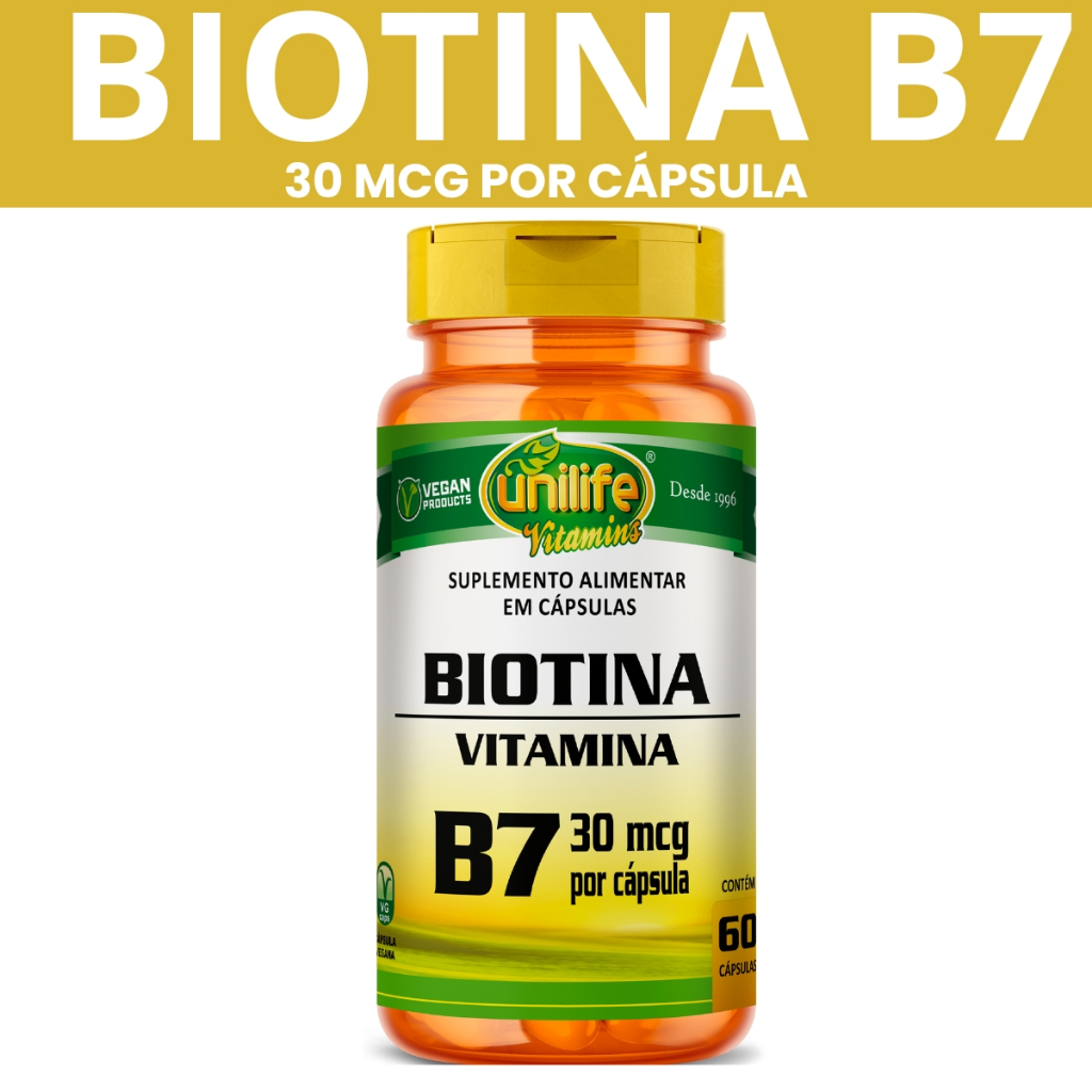 BIOTINA VITAMINA B7 PARA CABELO FORTES 60 CAPSULAS - UNILIFE | Shopee ...